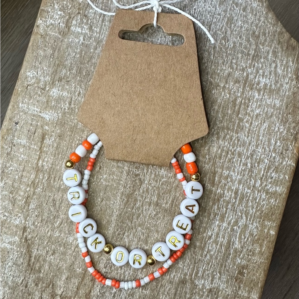 Handmade Beaded Halloween Bracelet set of 2